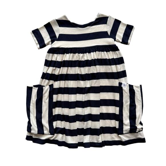 Remie Girl Navy Stripe Short Sleeve Day Dress Size 3T - Picture 1 of 4